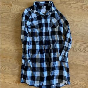 H&M black and white plaid shirt dress